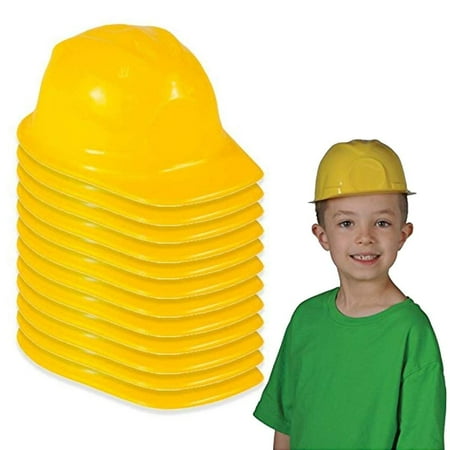 Construction Hat Toy -12 Pack Yellow, For Kids, Boys, Girls, Halloween, Themed Events, Props, Costume, & Dress Up –
