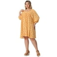 thumbnail image 3 of DARING DIVA Plus Size Drawstring V Neck Babydoll Midi Flowy Dress 1X Orange, 3 of 6