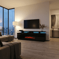 thumbnail image 3 of Eva-KBL Fireplace TV Stand for TVs up to 80", Modern High Gloss 71" Entertainment Center, Electric Fireplace TV Media Console with Storage Cabinets and LED Lights, 3 of 9