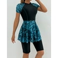 thumbnail image 4 of IWEMEK Women 2 Piece Swimsuit Short Sleeve Floral Print Swim Dress with Board Shorts Rash Guard Bathing Suit Size XL, 4 of 6