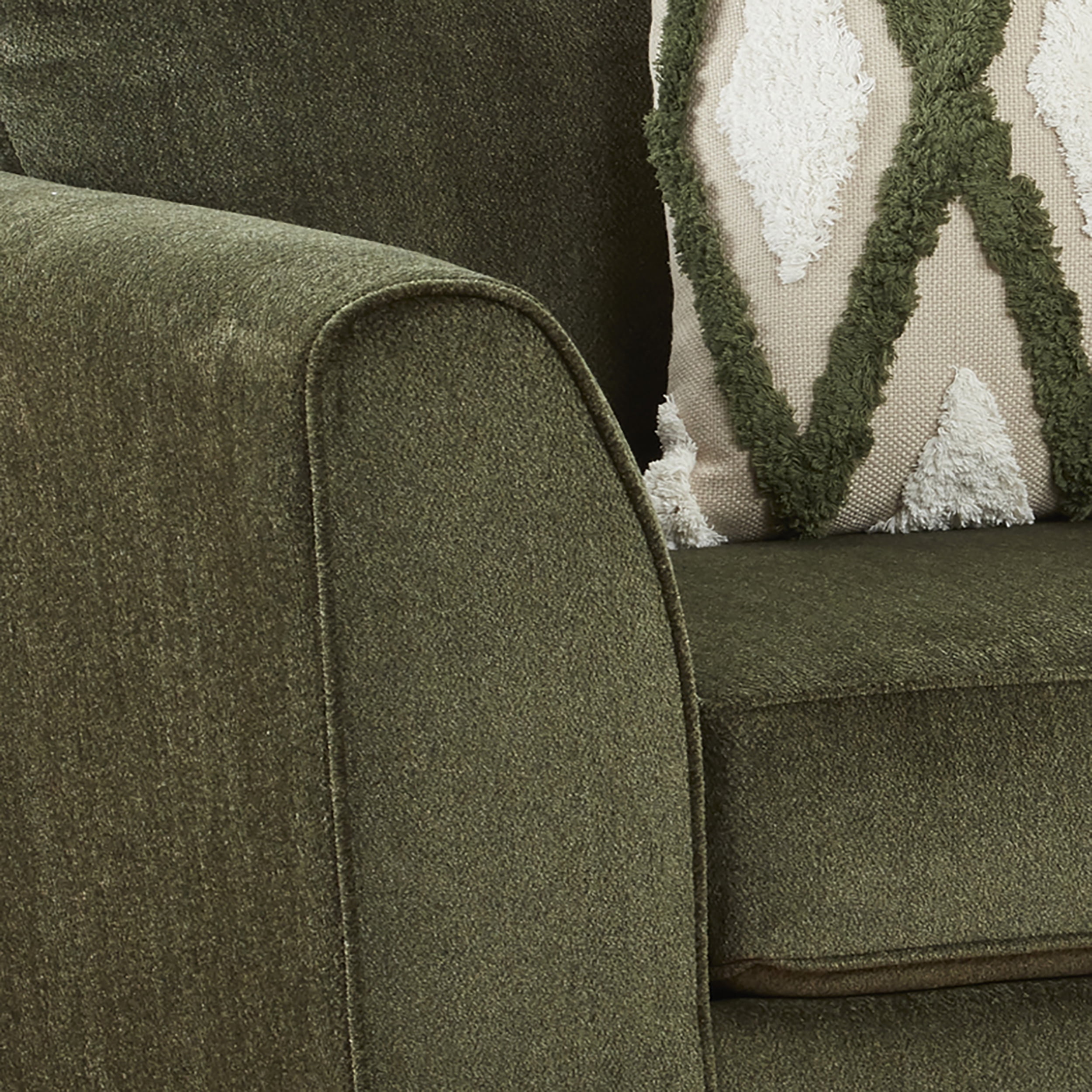 Roundhill Furniture Marvella Living Room Loveseat with Mosswood Chenille Upholstery and Textured Accent Pillows