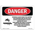 thumbnail image 1 of SignMission OS-DS-A-1824-L-2437 18 x 24 in. OSHA Danger Sign - Rotating Auger Inside This Hopper, 1 of 1