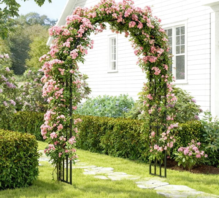 Garden Arbor Trellis, Steel Garden Arch Trellis for Climbing Plants Roses Wisteria Vines, Flower Arch Wedding Arch Stand