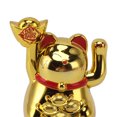 thumbnail image 2 of Riousery 2-Inch Solar Powered Waving Arm Lucky Cat Ornament, Welcoming Wealth Fortune Cat Decorative Figurine for Office Desk, Car Dashboard, and Home Decor - Gold Variant, 2 of 9