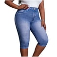 thumbnail image 3 of Cutuoiiu Womens Casual Denim-Look Capri Pants with Button Closure and Pockets for Summer Outings Gift, 3 of 8