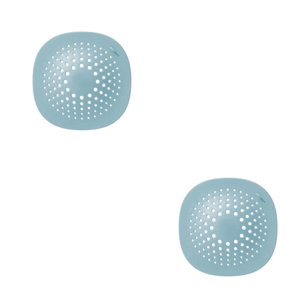 Ounissouiy Colector de pelo de drenaje de silicona, colador de drenaje de filtrado de fregadero, filtro de lavabo para ducha, bañera de escombros Azul claro 2Conjunto