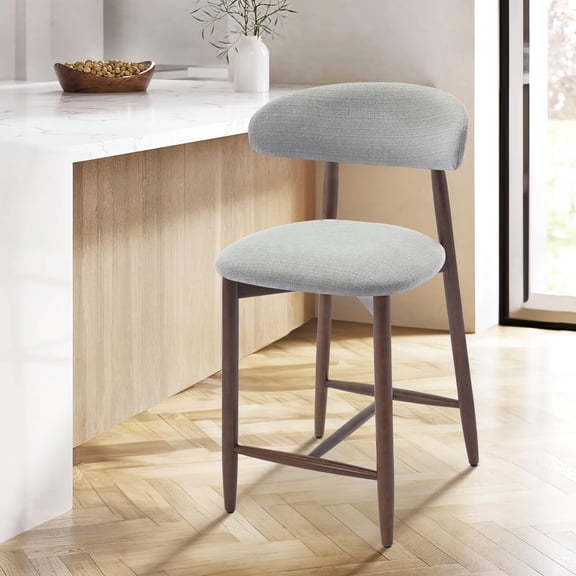 Set of 3 Mid-Century Modern Grey Bar Stools, 25 Inch Counter Height