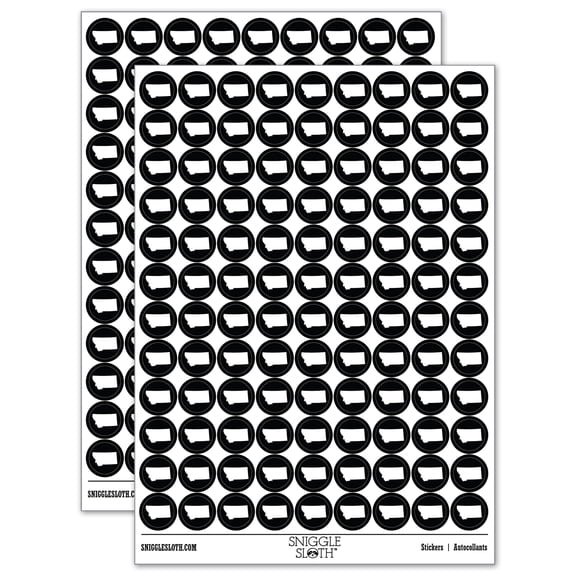 Montana State Silhouette 200  Round Stickers - Black - Gloss Finish - 0.50" Size