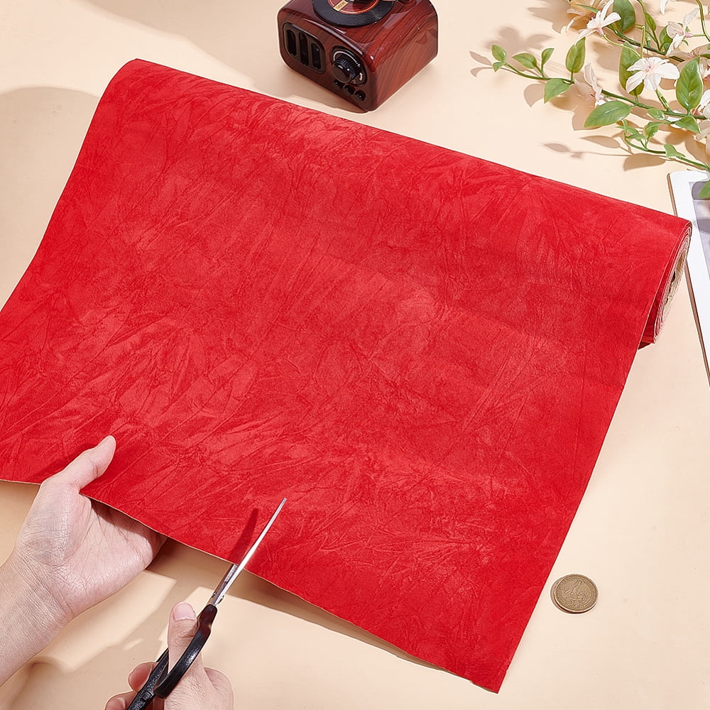 1 Roll Self-adhesive Polyester Fabric DIY Craft Supplies Red 400x0.5mm 4m/roll