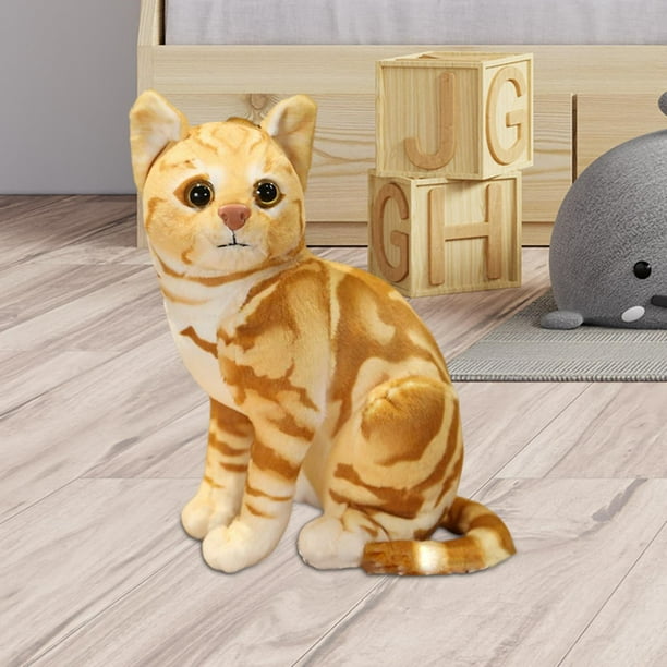 Gato De Peluche Realista De 30 Cm – Muñeco Siamés Naranja Atigrado, Súper Suave, Relleno De Algodón PP, Regalo Para Niños Y Amantes De Los Gatos