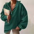 thumbnail image 3 of Oversized Half Zip Sweatshirts for Women Plus Size Lapel Long Sleeve Zipper Pullover Winter Fleece Solid Loose Fit Lounge Outwear Tunic Tops, 3 of 4
