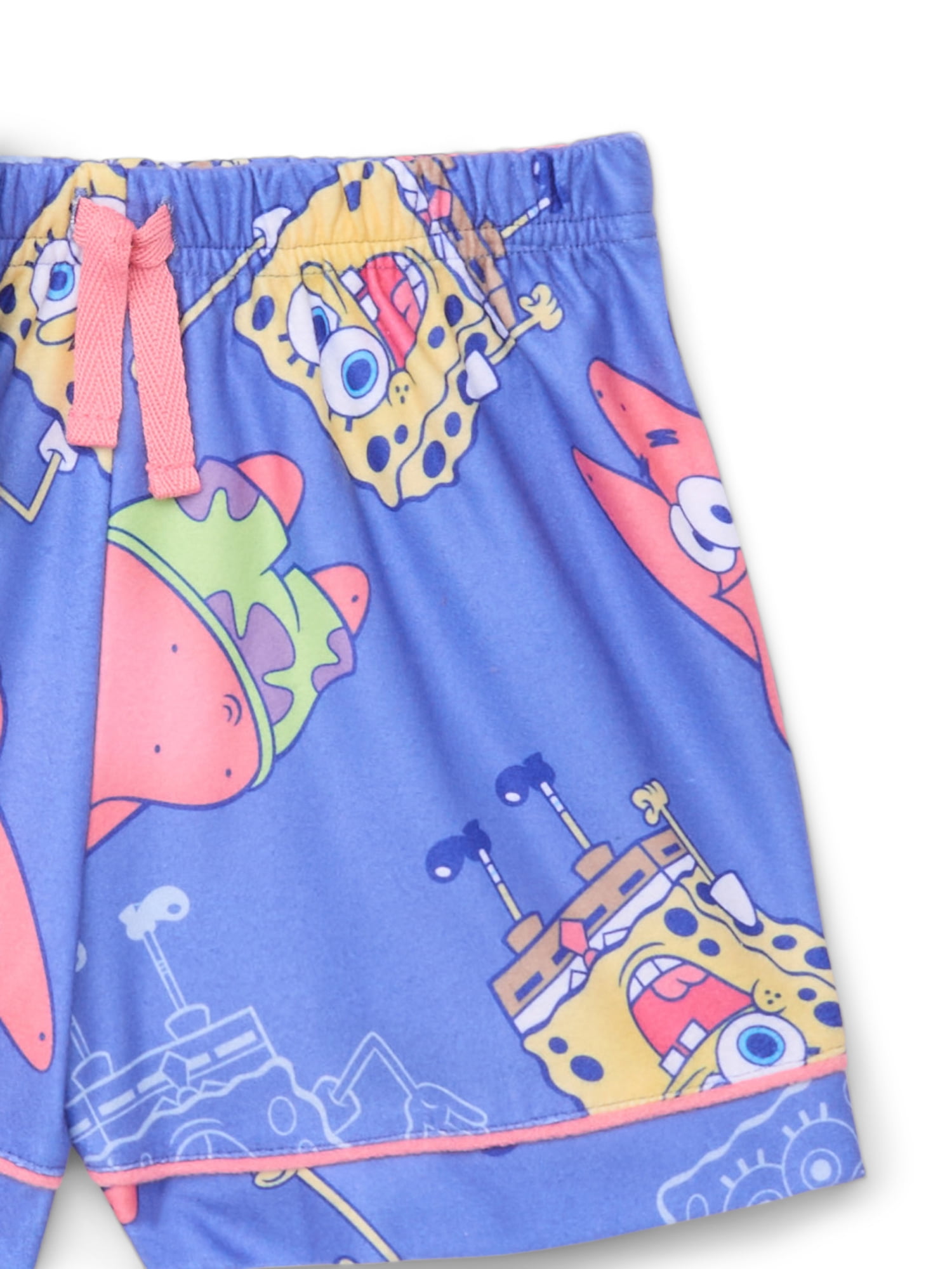 SpongeBob SquarePants Girls Long Sleeve Coat and Shorts Pajama Set, 2-Piece, Sizes 4-16