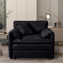 Oversized Modular Sofa Chair - Upholstered Chenille Armchair with Deep Seat & Pillow, Black