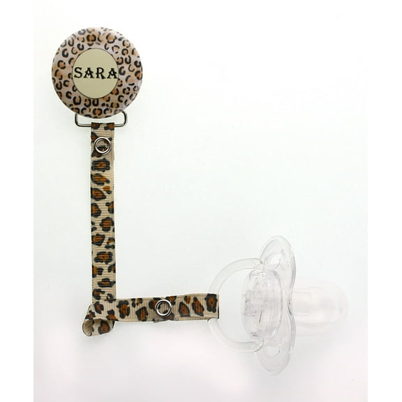 Personalized Name Leopard Print Pacifier Clip