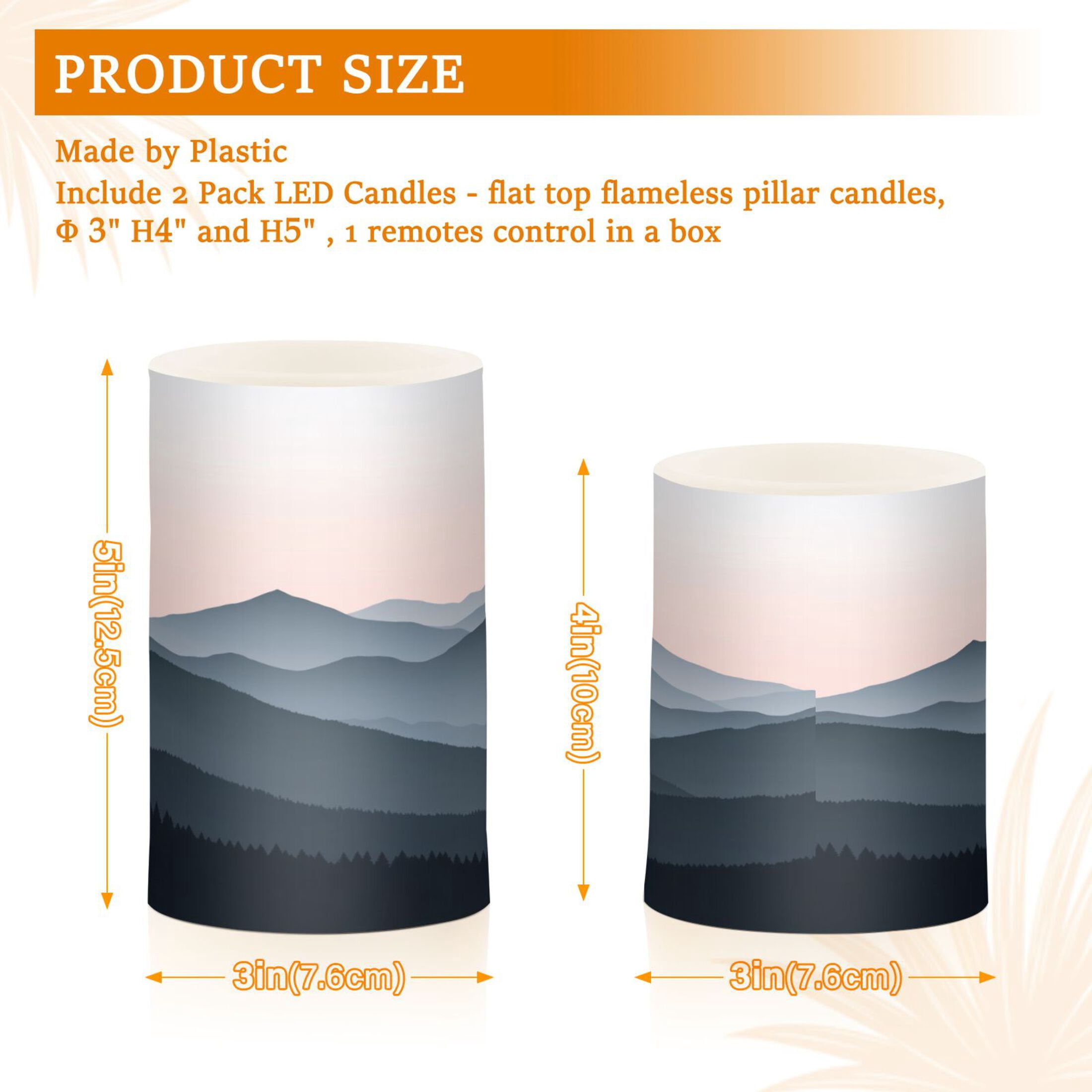 Layered Mountain Set of 2 Flameless LED Candles Remote and Timer Indoor Outdoor