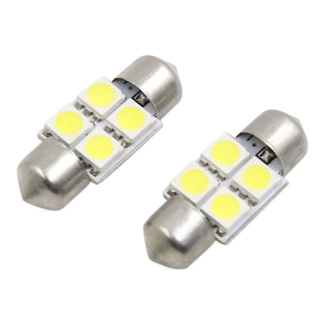 2pcs 31mm Festón Bombilla LED Blanco Frío 4-SMD-5050 Luces de Techo Mapa para Auto 12V