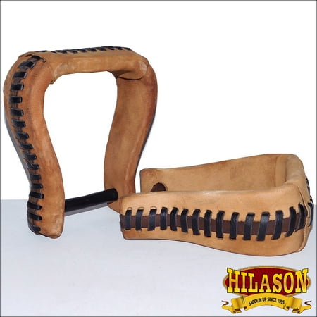 Western Saddle Stirrups - HILASON WESTERN SADDLE BELL OIL LEATHER HORSE SADDLE STIRRUPS NECK 3 INCHES