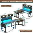 thumbnail image 3 of Reversible Gaming Desk with LED Lights & Power Strips, L-Shaped Computer Desk with Storage Shelves & Pegboard for Home Office, Dark Gray, 3 of 10