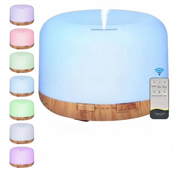500ml Essential Oil Diffuser with Remote Control, with 3 Timers 7 Colors Ambient Light for Large Room Home Office