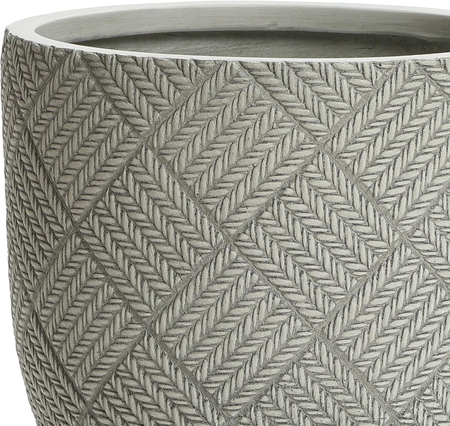 LuxenHome 14-Inch Dia Round Concrete Planters, Large Outdoor Indoor Decorative  Pots with Drainage Holes and Rubber Plug, Modern Gray Glen Woven Pattern Flower Pot Planters for Home Garden Patio