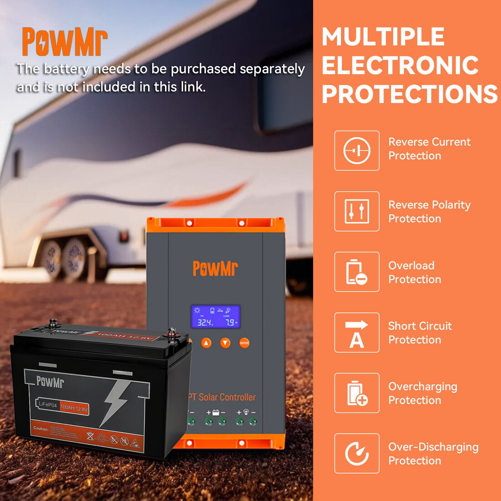 Parallel 12 PowMr 60A MPPT Solar Charge Controller 12V 24V 36V 48V  MAX PV160v