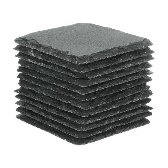 Unique Bargains Slate Drink Coasters,12 PCS 4 x 4 Inch - Square Bar Stone Coasters for Engraving Handmade (Black)