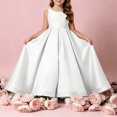 thumbnail image 2 of Girls Floor Length Princess Dresses,Cozy Satin Sleeveless Maxi A Line Solid Color Gown for Pageant Wedding Flower Girl Birthday Party Ceremony White 7-8 Years, 2 of 6