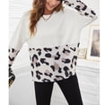 thumbnail image 3 of Blusa estampada de cuello redondo y manga larga blanca para mujer, talla M, estilo casual, sencilla y a la moda, 3 of 8