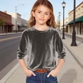 thumbnail image 2 of AWZXDE T-Shirt en Velours pour Filles à Manches 3/4, Doux, Col Rond, Hauts Décontractés pour Filles, T-Shirt de Base Confortable 3-14 Ans, 2 of 4