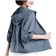 thumbnail image 2 of Wowcloth Women's Solid Color Sun Protection Jacket with Zippered Pockets & Raglan Sleeve - Long Sleeve Hooded Casual & Fashionable Outerwear for Daily Wear, 2 of 3