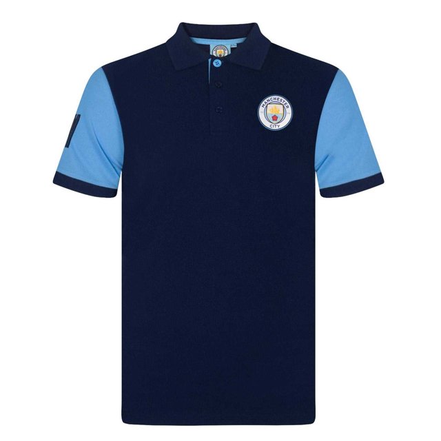 Manchester City FC Polo à Manches Contrastées pour Hommes