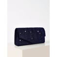 thumbnail image 2 of REMANLAND Women's Satin Glitter Pleated Evening Envelope Clutch Purse, Navy Blue, 2 of 8