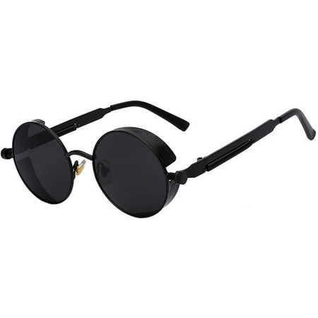 Steampunk Retro Gothic Vintage Black Metal Round Circle Frame Sunglasses Smoke (Best Circle Lenses Site)