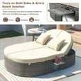 thumbnail image 5 of Patio Furniture Set, Rattan Patio Daybed Outdoor Sectional Sofa Set with Adjustable Backrest and Foldable Cup Tray, Chaise Chair Sunbed for Garden Poolside Backyard, Beige, 5 of 10