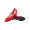 thumbnail image 2 of Fisher-7 Women's Slip On Patent Open Peep Toe Low Wedge Heel Pump Shoes ( Red, 7 ), 2 of 3