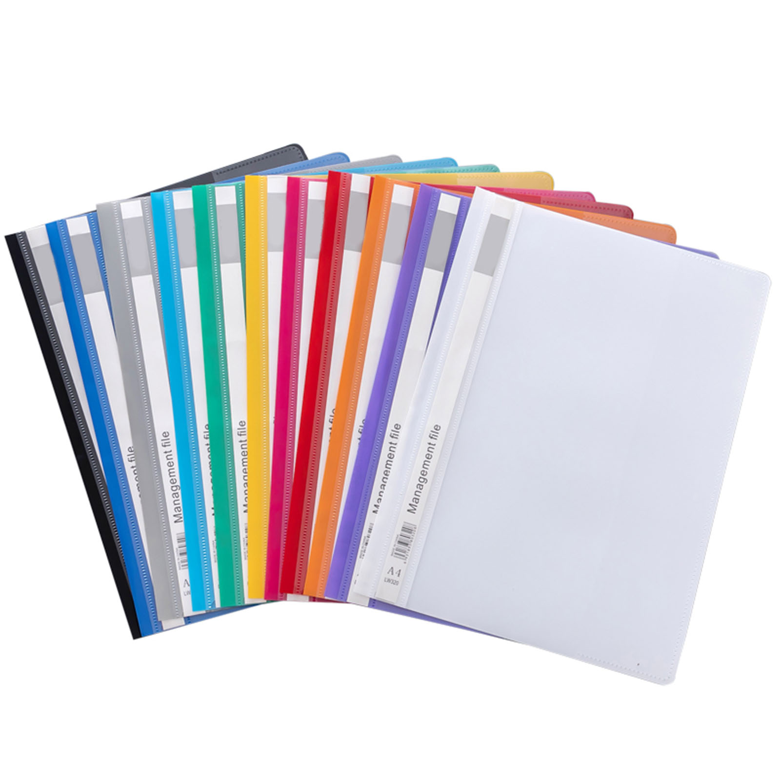 OIUR 12Pcs A4 Clear File Folders Punch-Hole Binders with Movable Index Cards Plastic Document Organizer for Office School
