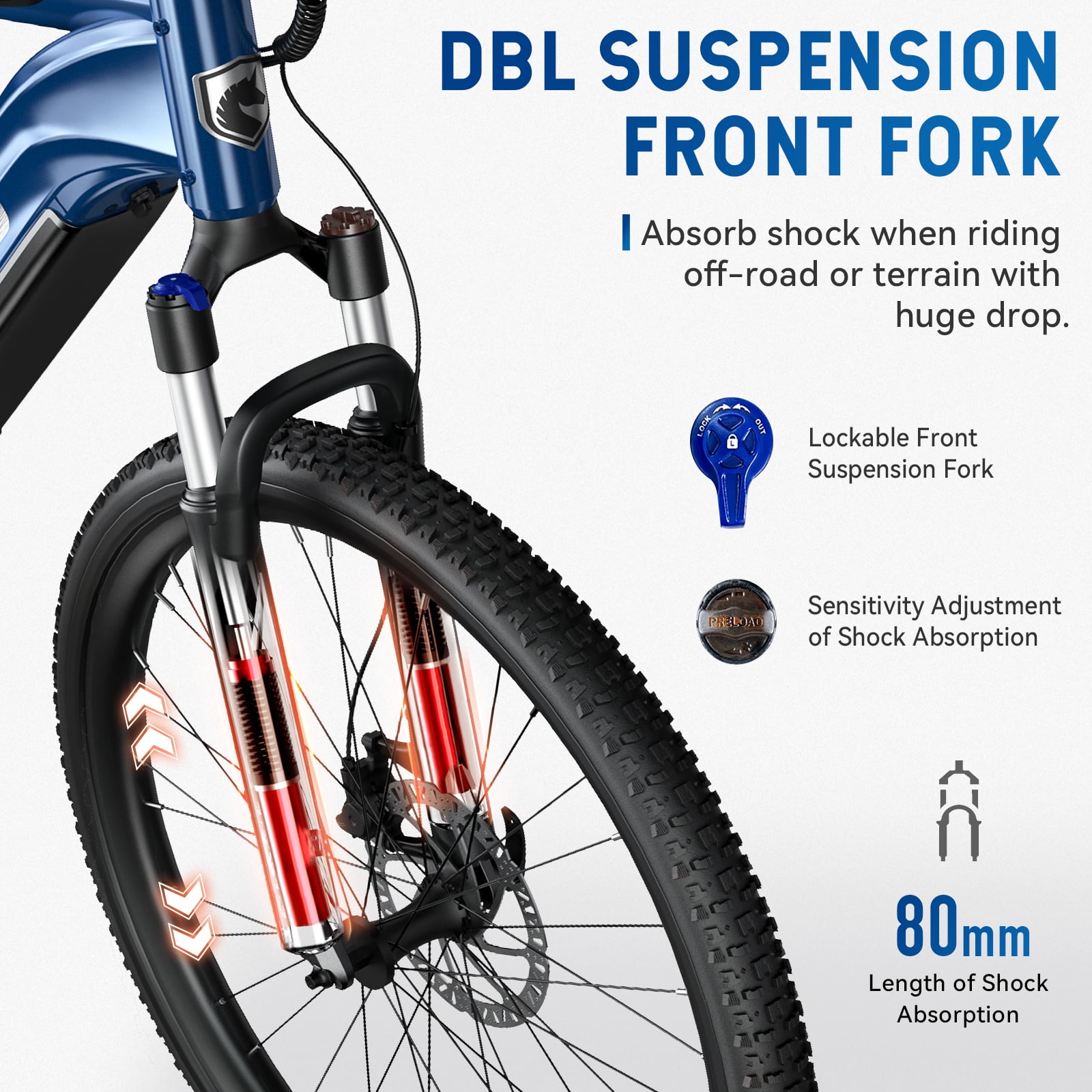 HOVSCO Electric Bike for Adults, 500W Peak Motor 20mph, 48V/15Ah, E-Mountain bicycle, UL2849, APP Control