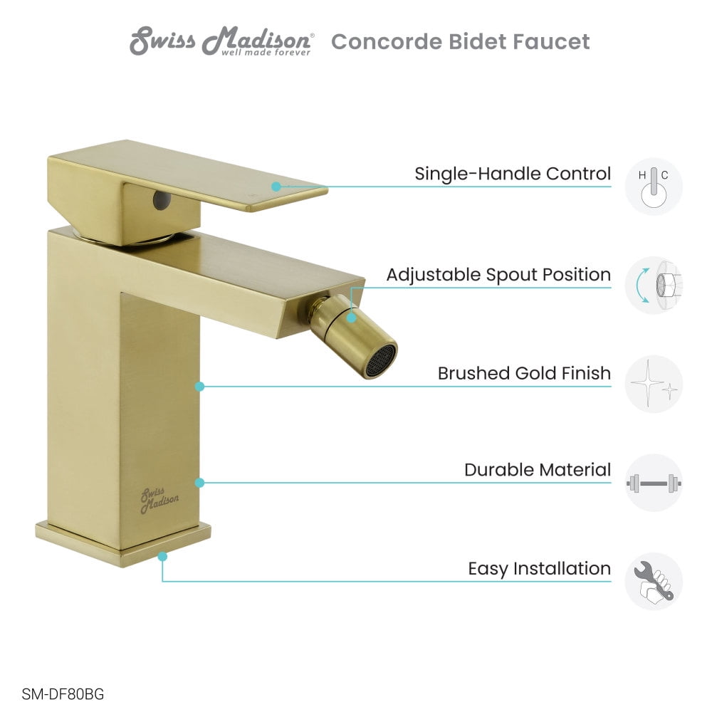 Concorde Bidet Faucet in Brushed Gold