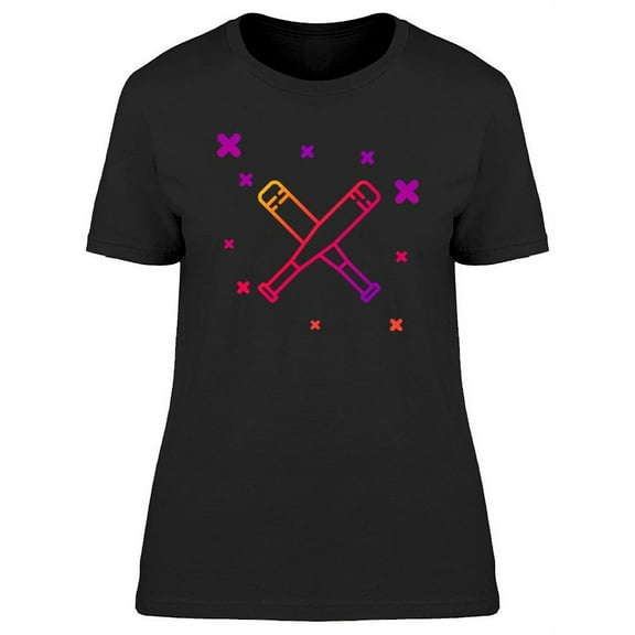 Crossed Colored Baseball Bats T-Shirt Women -Image by Shutterstock, Female Small