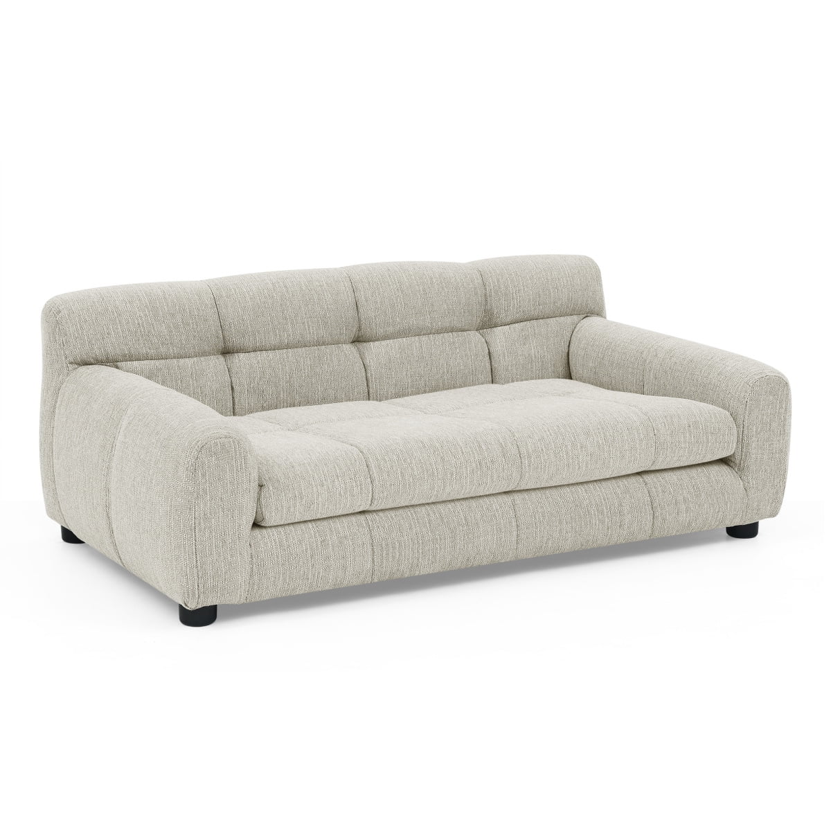 Dog Sofa for Large Dogs, Orthopedic Pet Couch with Backrest and Armrests, Soft Linen Pet Bed for Medium Dogs, Modern Rectangular Pet Furniture, Beige