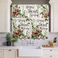 thumbnail image 4 of 3 Piece Kitchen Curtains and Valances Set Strawberry Cafe Curtains 36 Inch Length Summer Fruits Spring Floral Botanical Valance & Tier Curtain for Living Room Bedroom Small Window 54"x18"+27"x36"*2, 4 of 6