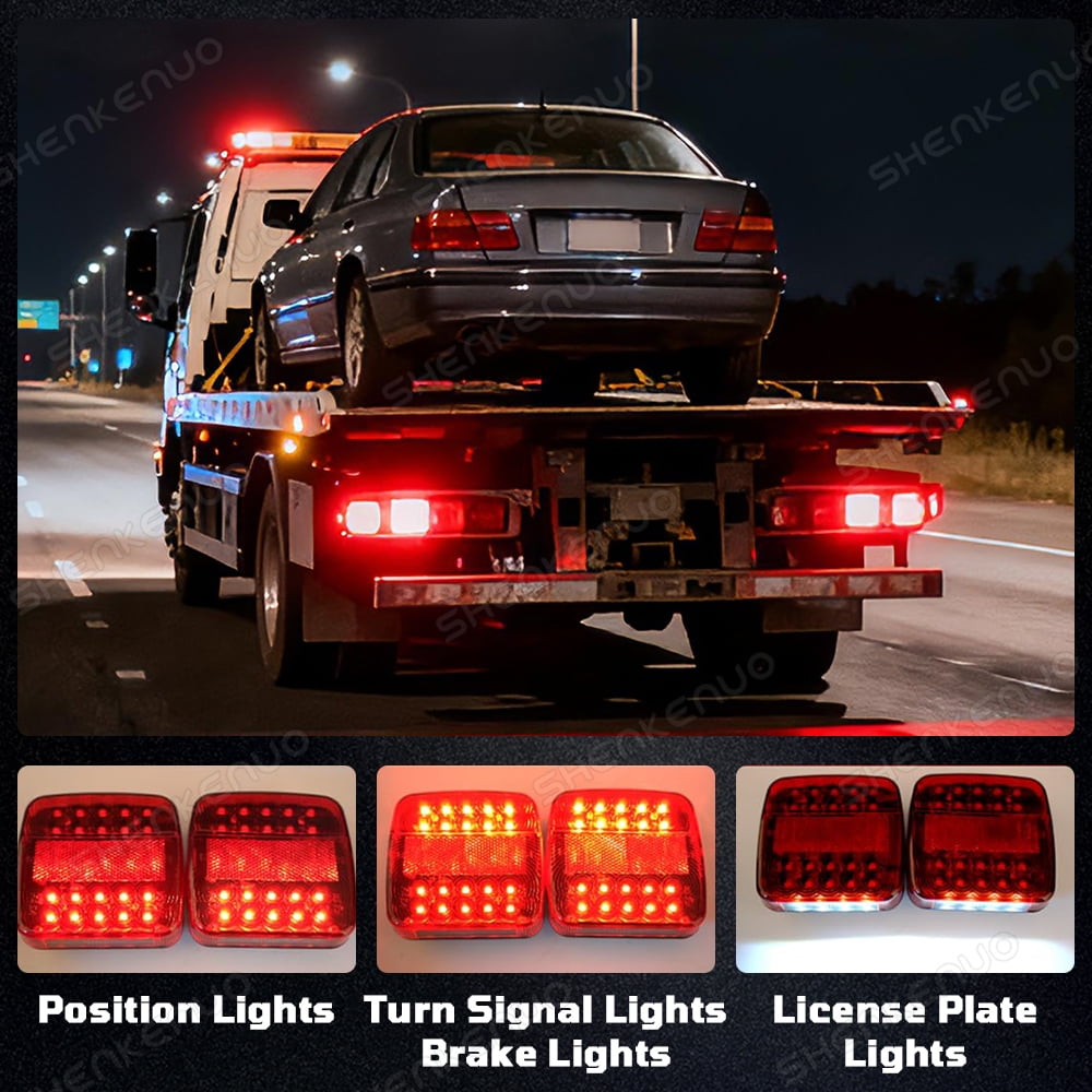 HMCYCI Magnetic Trailer Lights LED Kit, 12-24V Wireless Magnetic Tail Light LED Towing Lights Kit for Trailer Truck Boat RV Pickup Towing Camper Caravan