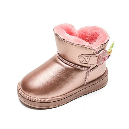 

Snow Boots Waterproof for Kids Boys Girls Thick Fur Lined Warm Winter Velcro Mid Calf Ankle Booties Anti Slip