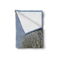 thumbnail image 2 of Country Soft Flannel Fleece Blanket, Winter Scene of Historical Eiffel Tower in Paris Snowy City Europe Urban View, Cozy Plush for Indoor and Outdoor Use, 70" x 90", White Blue Grey, by Ambesonne, 2 of 6