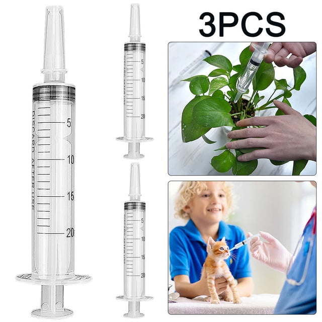 Jeringa Líquida Reutilizable 3 Uds. 20ml para Alimentación Alimentos Hidropónicos Industriales
