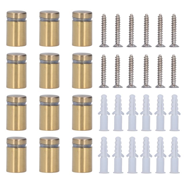 Separador de clavos publicitarios 12 juegos Clavos publicitarios Tornillos separadores de acero inoxidable Soporte de pared Montajes Hardware 16x25mm