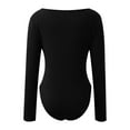 thumbnail image 7 of SRZYMJ Women's Plunge Deep V Neck Long Sleeve Bodysuit Double Lined Thong Body Suit Shirt Tops, 7 of 7