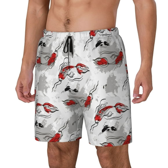 Saiise Koi Fish for Mens Swimming Trunks Swim Trunks Quick Dry Swim Shorts with Mesh Lining Funny Swimwear Bathing Suits-X-Large