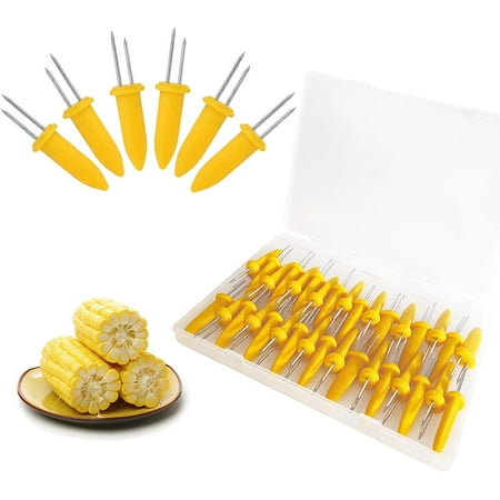 

Corn Holders Set 20PCS Stainless Steel Corn Cob Holders Corn on The Cob Skewers for BBQ Durable Anti-Scald Corn on the Cob holders with Storage Box for Home Cooking Forks
