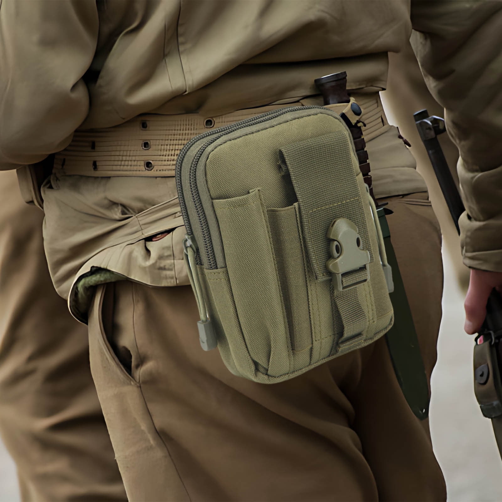 2 Pack Tactical MOLLE Pouches – Water-Resistant, 8.7"L X 4.9"W X 2.2"T, 600D Nylon, With Two-Way Zippers & Drain Hole